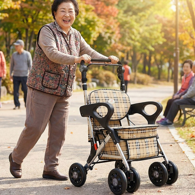 가볍고 튼튼한 알루미늄 보행보조차 RT-0324 밀크베이지, 1개