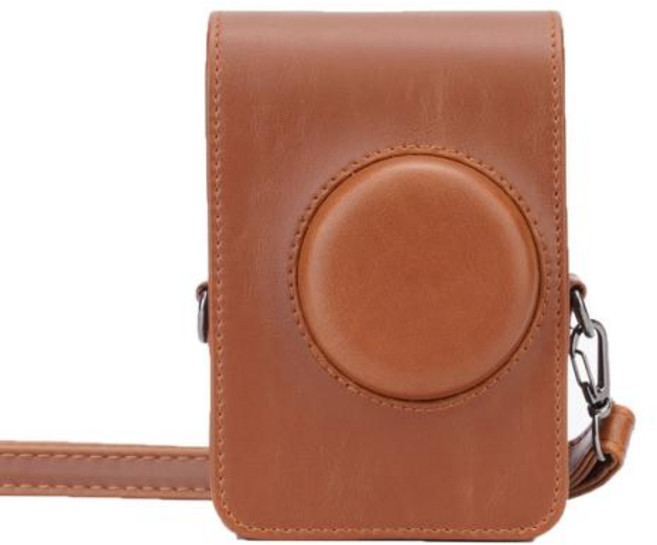 X100V 카메라 스트랩 어깨 스트랩이 있는 하드 쉘 가방 후지필름 인스탁스 미니 EVO 액세서리 PU 가죽 크리스탈 EVA 패턴, 3) Vertical Brown, 1개