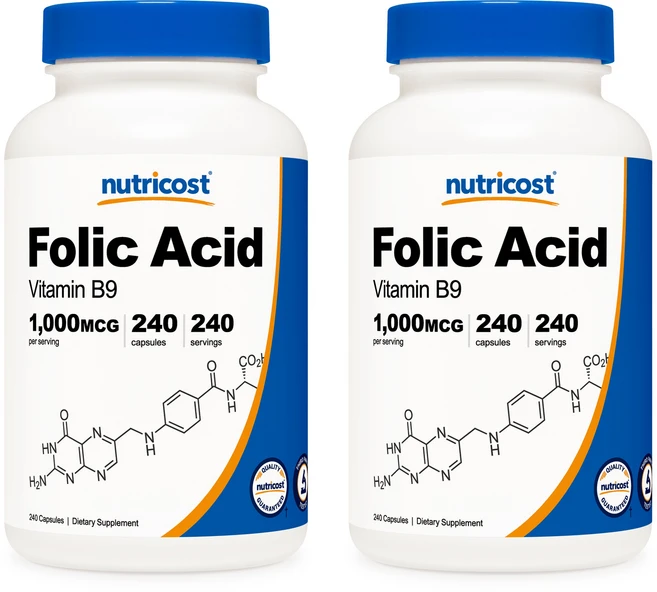 뉴트리코스트 Nutricost Folic Acid 엽산 비타민B9 240캡슐 2팩, 240정 - 쿠팡