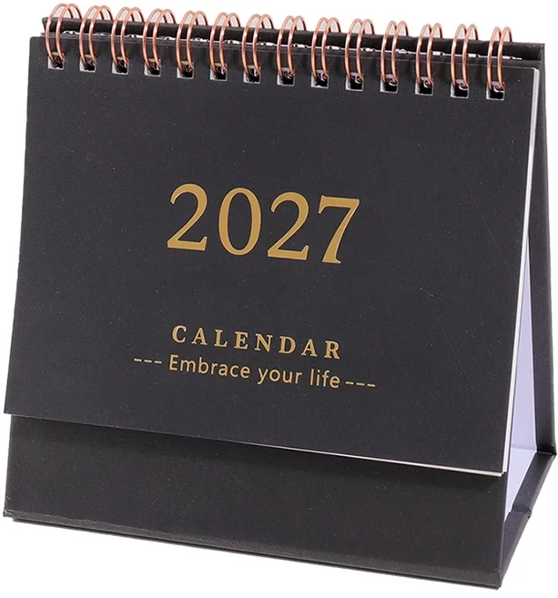 2027년 월간 책상 달력 사무실 학교 가정용 휴대용 접이식 데스크탑 필수품, 01 Black