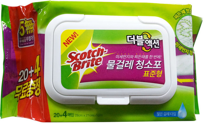 3M 스카치 더블액션 물걸레청소포(표준형) 20+4