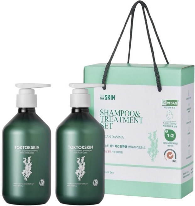 톡톡스킨 비건 더마 임산부 탈모 다시마 샴푸 선물세트 500ml 2개입, 1개