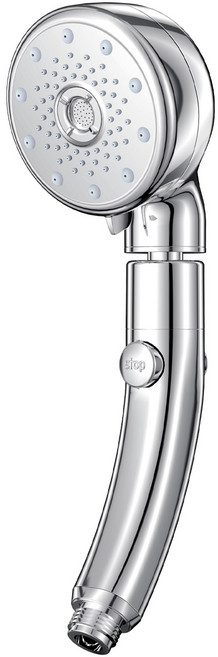 LifeSync 샤워기 헤드 5단조절 파워수압 미세 거품 원터치 온오프 다기능 수압상승 절수 샤워헤드, 실버, 1개