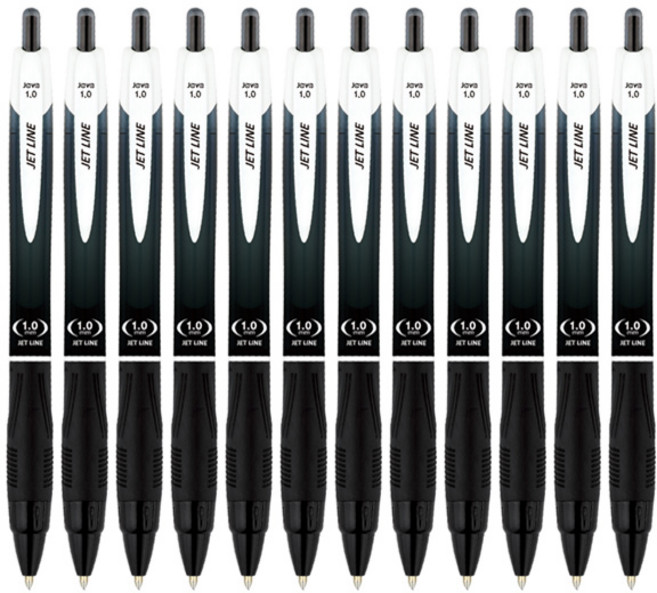 자바 제트라인 초저점도 볼펜 1다스(12자루), 1개, 1.0mm-검정(12P)