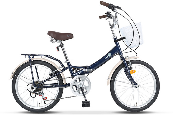삼천리 접이식자전거 라떼 20인치 미니벨로 바구니자전거, 다크블루, 1개