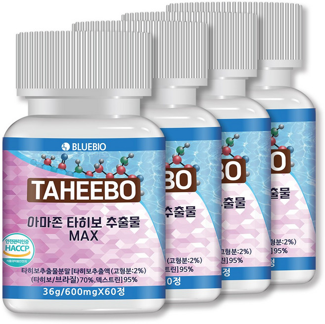 식약청 아마존 타히보 추출물 MAX 600mg 60정 보스웰리아 콘드로이친 글루코사민 함유, 4개