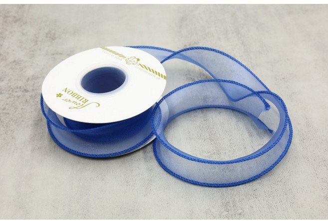 세모쇼핑백 고급 공단리본 청접장 공예 DIY, 쉬폰 오간디리본, 40mm X 9M, 딥블루