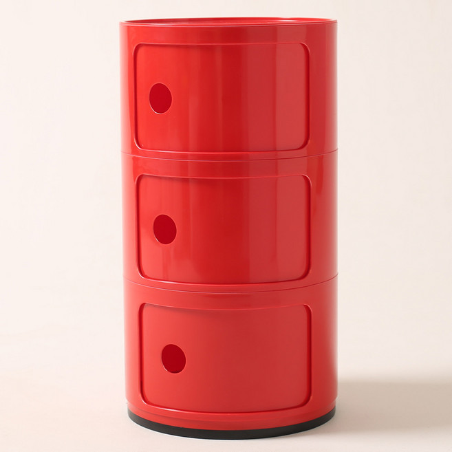 트렌드컨테이너 캔빌리지 원형 수납장 협탁, 레드