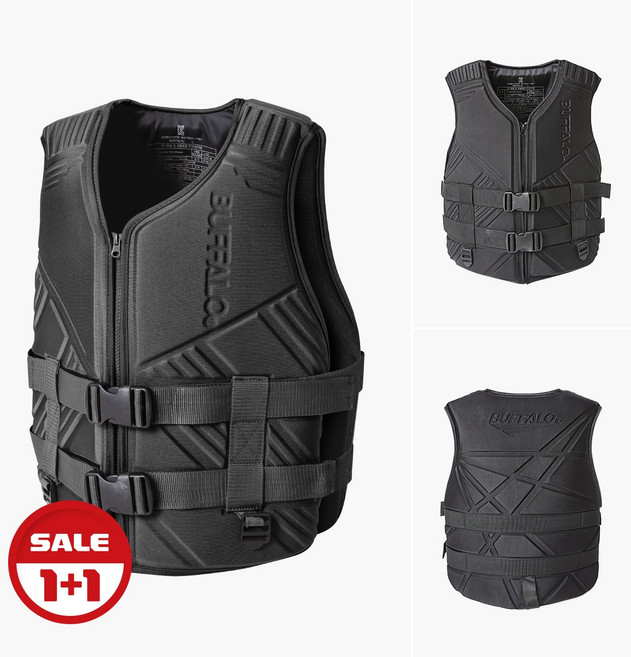 버팔로 1+1 프리미엄 블랙라벨 구명조끼빅사이즈 100kg 성인 커플룩패밀리룩 구명조끼, XL
