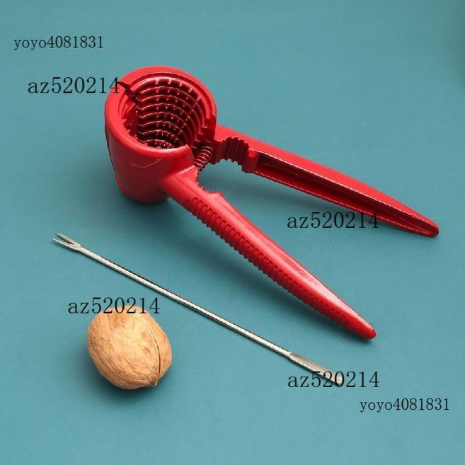 多功能家用堅果夾 剝瓜子鉗 漏斗式核桃夾 栗子開殼器, 紅色雙夾口+核桃針, 1個