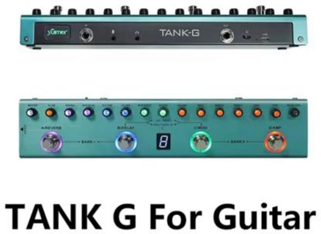 M-VAVE 탱크 G 기타 멀티 이펙트 페달 충전식 36 프리셋 프리앰프 슬롯 9 개 IR 캡 슬롯 8 개 변조 지연 리버브 효과 3 개, 1) Tank-G for Guitar, 1개