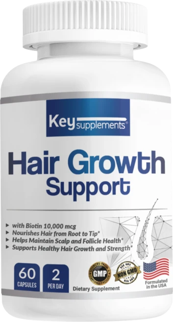 키서플리먼트 오직 머리카락 관리만을 위한 헤어그로우 서포트 바이오틴 10000 mcg 함유 리바이 탈모 발 미국 직배송, 1개, 60정 - 쿠팡