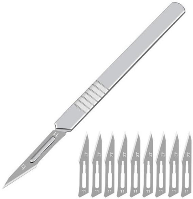 J9 스테인레스 스틸 외과용 칼날 손잡이 조각 공예 미끄럼 방지 종이 DIY 절단 도구, 1개