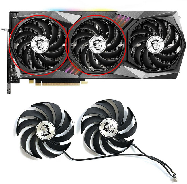 RTX 3080 / Ti 3060 3070 3090 게이밍 X 트리오 그래픽 카드 2PCS 용 90MM 4핀 비디오 팬 교체