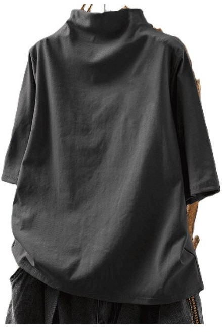 여성 봄여름 반폴라 반팔티 여자 빅사이즈 5부 반팔티셔츠