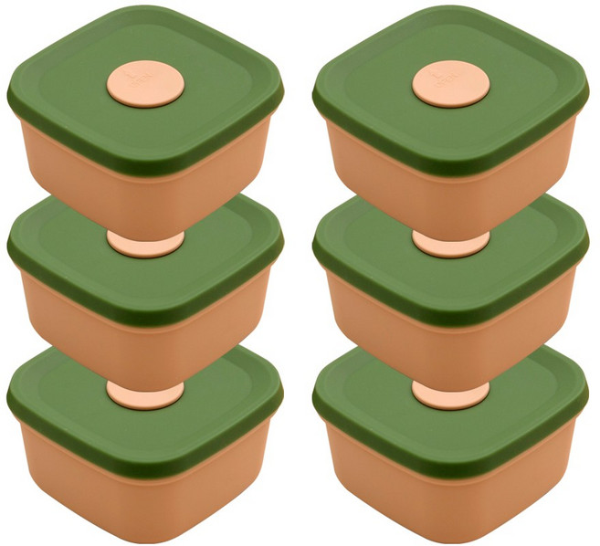 국산 실리콘밥팩 냉동밥보관용기 전자레인지 밀폐 소분용기 300ml, 그린피치, 6개