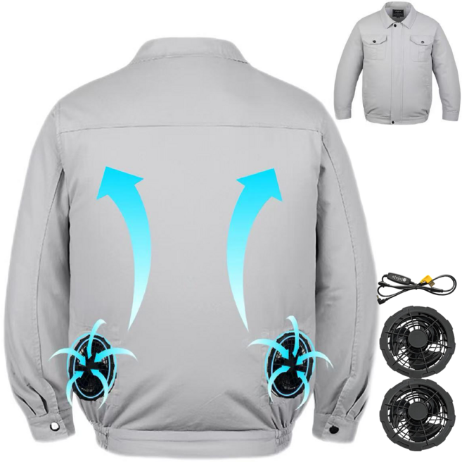 [KC인증] 아이스 에어컨조끼 냉각 선풍기조끼 쿨 냉풍조끼 여름작업복 얼음조끼 등산 현장작업 USB 선풍기 KTF-6