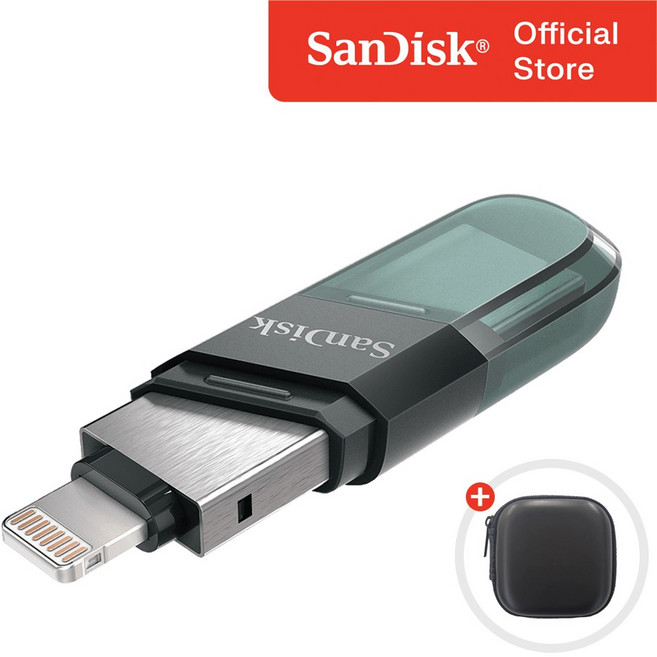 샌디스크 USB 메모리 iXpand Flip 8핀 OTG 3.0 + 보관 케이스 패키지, 256GB, 1개