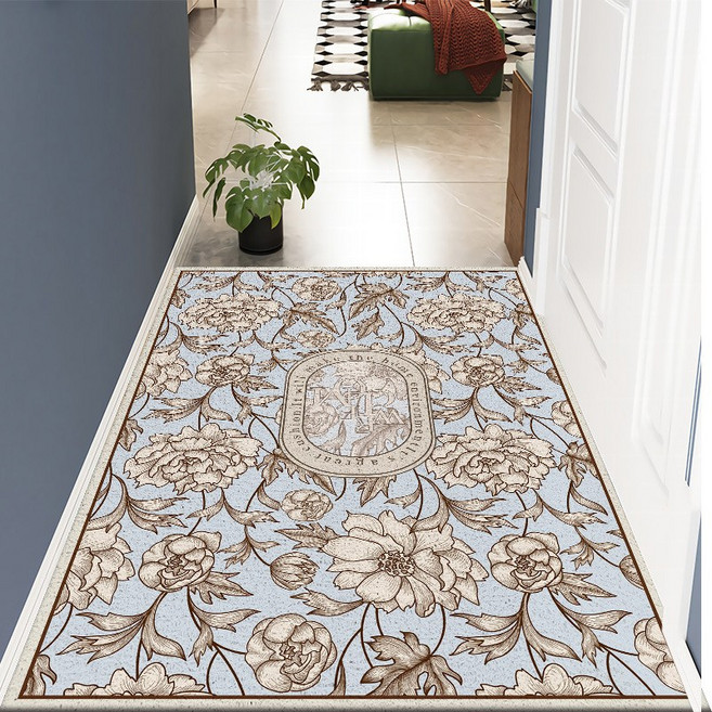 [인스타감성] 현관 발매트 코일매트 패턴 베란다 발코니 신발장 발판, 스카이블루