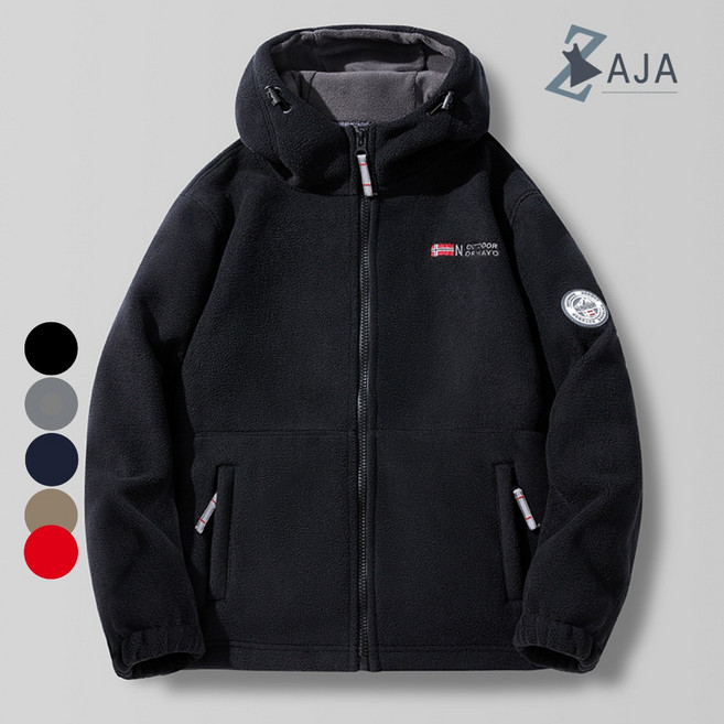 ZAJA 남성 후리스재킷 가을 겨울 후드 넉넉한 사이즈 두꺼운 플리스 지퍼 외투