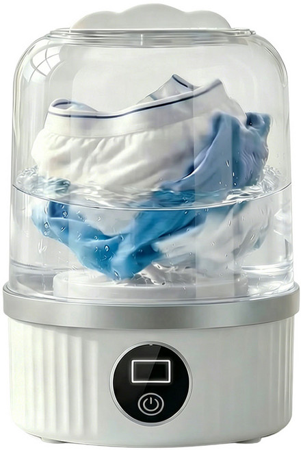 Darlisex 미니 세탁기 무선 휴대용 소형 세탁기 속옷 양말 아기세탁기, 화이트, TYPE-C