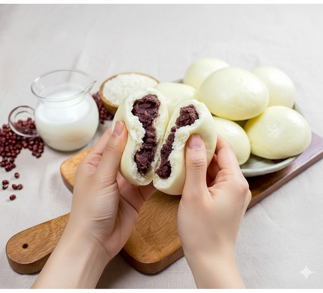 강원도 수제 쌀 찐빵 호빵 팥 앙금 건강 간식 추천, 20개, 70g