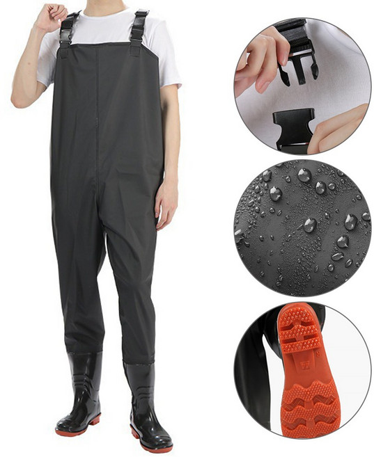 BENONE 베논 해루질 가슴장화 갯벌 낚시 멜빵 전신 바지 장화 블랙, 240