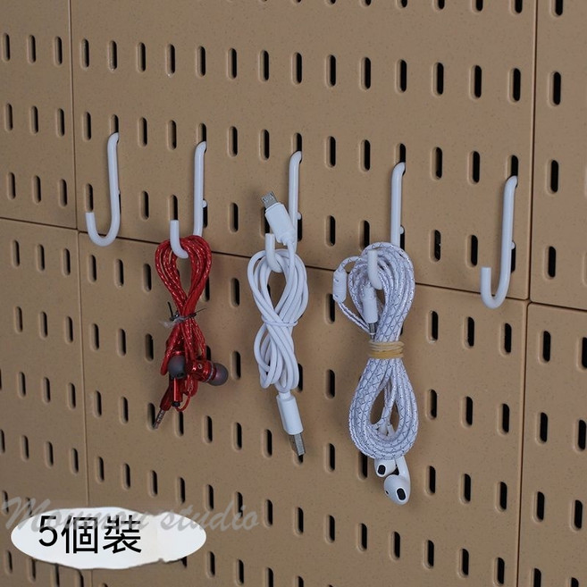 適用宜家 洞洞板通用掛鉤組，黑色掛件，免打孔餐邊櫃收納配件, D掛鉤白色-宜家可用, 1個
