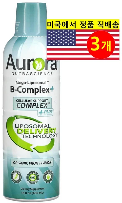 Aurora Nutrascience 메가 리포소말 B-컴플렉스 플러스 과일 480ml, 3병 - 쿠팡