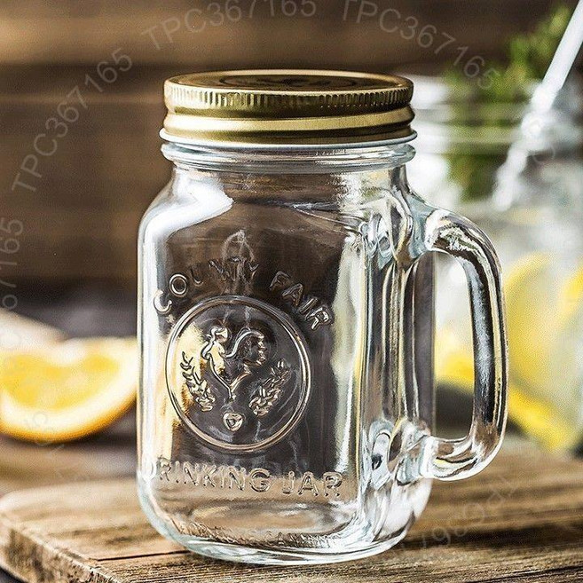 玻璃梅森杯 485ml 公雞杯 冷萃杯 飲料杯 密封罐, 1個, 一只無圖案 無蓋無吸管