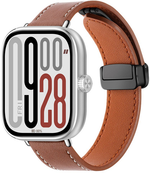 더조은셀러 샤오미 레드미 호환 D버클 천연 가죽 마그네틱 스트랩, 브라운, 1개