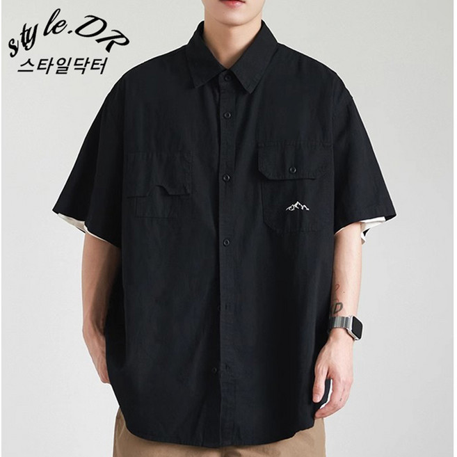 스타일닥터 남자 카고 반팔 셔츠 여름 루즈핏 오버핏 캐주얼 포켓 남방 아우터
