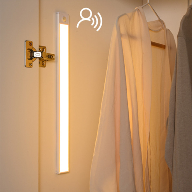 사는잼 충전식 LED 무선 동작감지 직부등 베란다 현관 센서등 C타입 60cm, 1개, 실버(3가지 색변환)