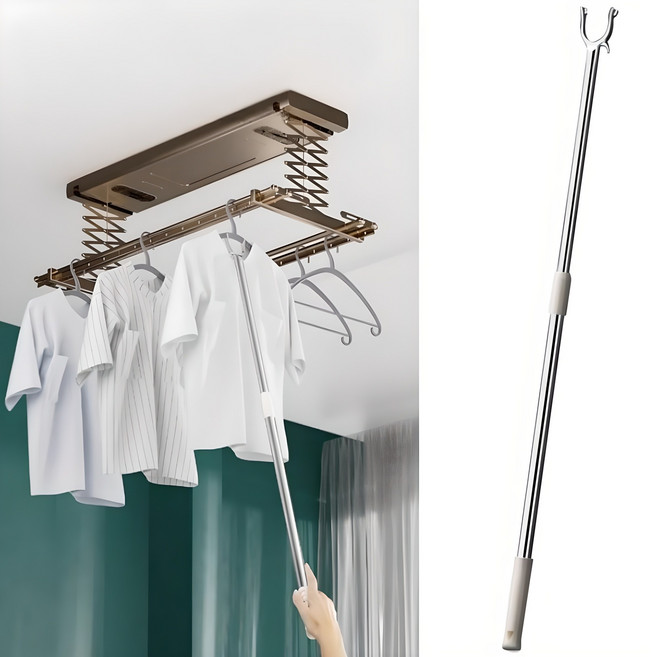 규글링 길이조절 만능 가제트 스텐 봉 옷걸이 행거 집게, 1개, 실버