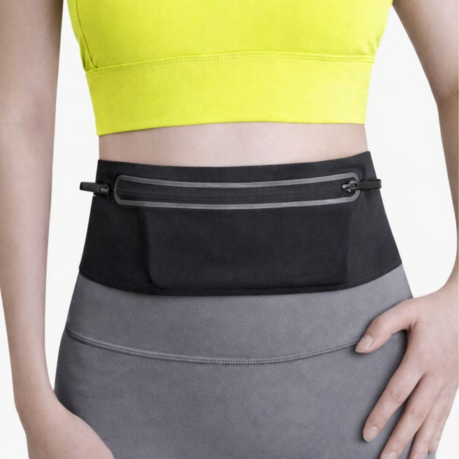 마니모아 초경량 3포켓 스트레치 러닝 벨트, 1개, 블랙