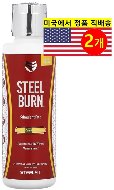 SteelFit 스틸 번 L-카르니틴 아일랜드 파인애플 맛 3000mg L-Carnitine, 473ml, 2개 - 쿠팡