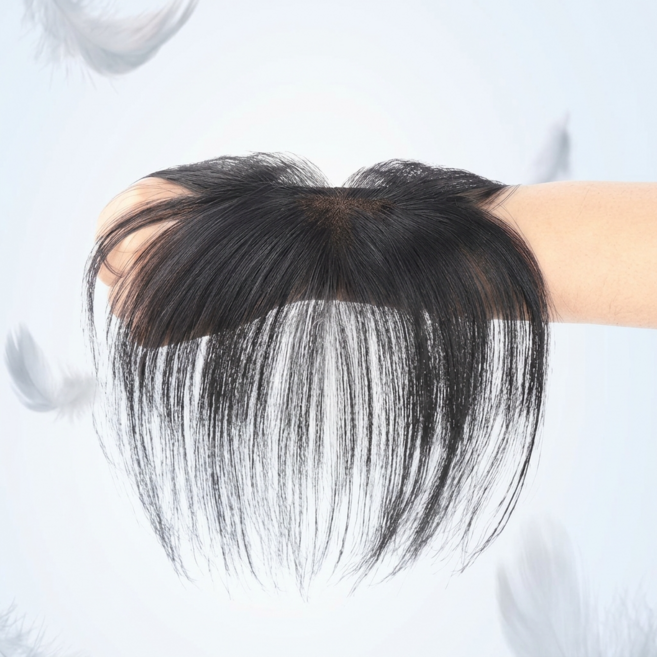 트루영 여성 정수리 부분가발 앞머리 가발 인모100% 가르마형, 1개, 가르마타입,다크브라운