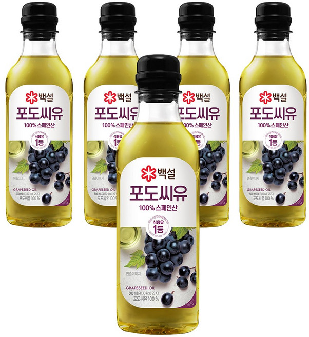 백설 포도씨유, 500ml, 5개