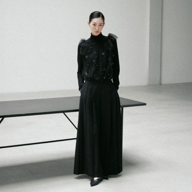 르네크루 25FW 울 플리츠 와이드팬츠