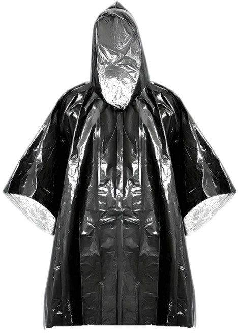 모바일하이진 비상용 보온 생존 은박 응급 우비, 1개, 검정