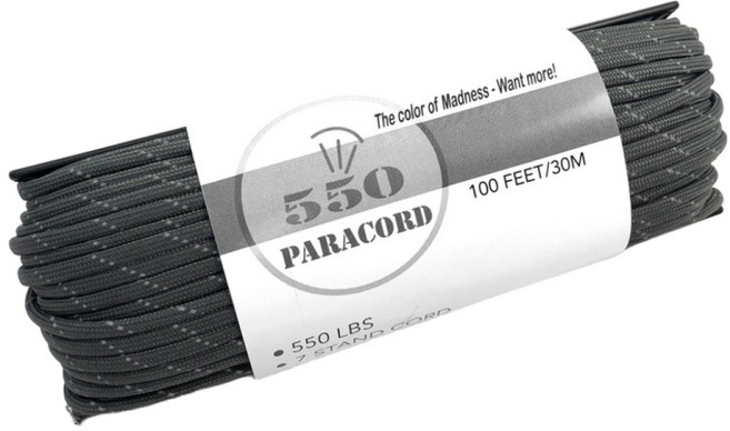 550 PARACORD 7芯反光軍規傘繩, 鐵灰色, 1個