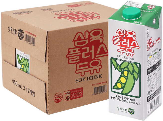 삼육 플러스두유, 12개, 950ml
