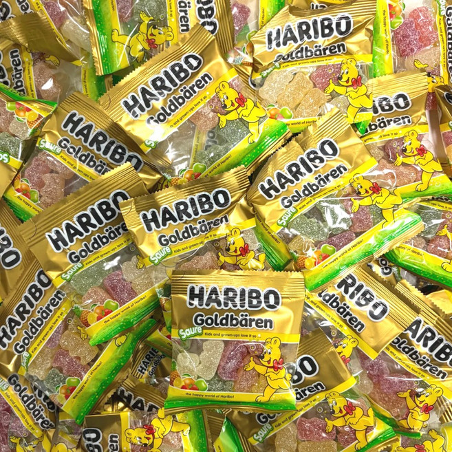 하리보 골드베어 사우어 젤리 사무실 간식 대용량 개별포장, 40개, 15.9g