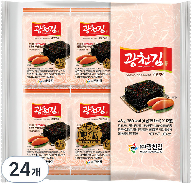 광천김 광천 명란맛 김, 4g, 24개