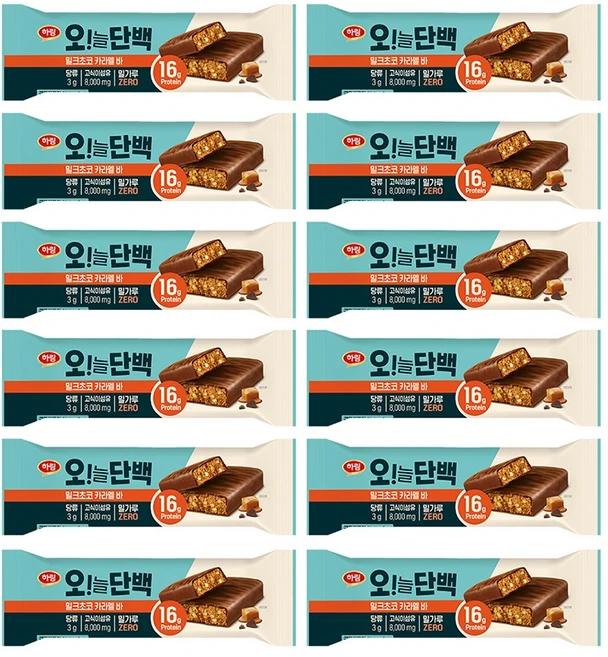 하림 오늘단백밀크초코카라멜바 48g 12개 - 쿠팡