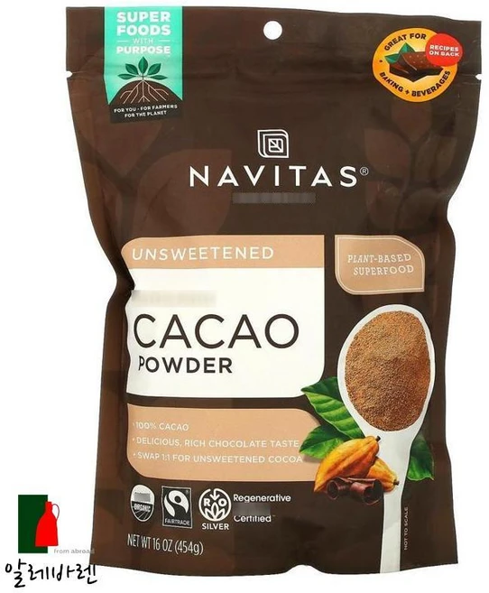 나비타스내츄럴스 카카오 초콜릿 파우더, 454g, 1개입, 1개 - 쿠팡