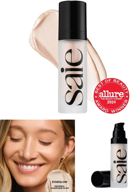 리퀴드 하이라이터 샘플 선글로우 슈퍼 젤 챠밍 페이스 섀도우 플루이드 Saie Natural Makeup, 01 15ml Starglow