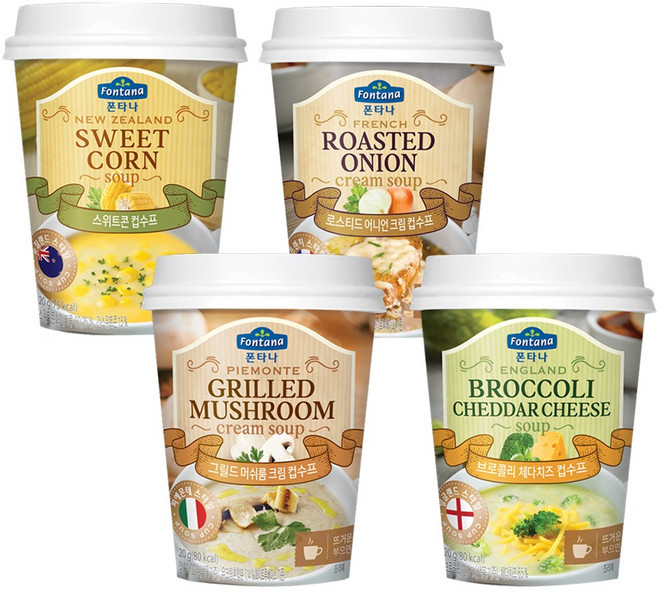 예이니식품 폰타나 컵 스프 인기4종 각3개씩 세트(12개x20g) 양송이콘크림치즈, 1세트, 20g