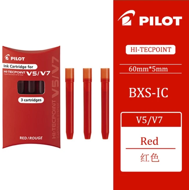 PILOT 젤 펜 BXC-V5 BXC-V7 대용량 업그레이드 워터 펜 교체 가능한 잉크 캡슐 0.5mm 0.7mm 서명 펜 제어, 10 Red ink  Cartridge