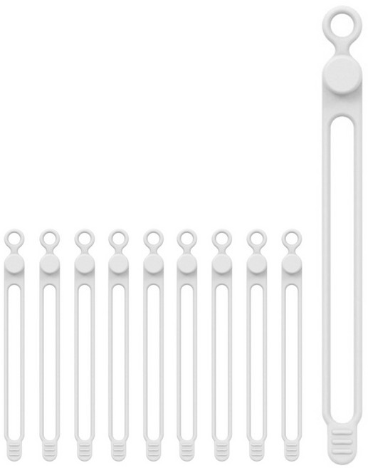 에브리 롱18cm 실리콘 케이블타이 10P세트, 화이트, 1세트